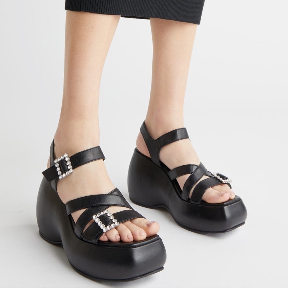 NWT Free People Ladies Brooklyn Ankle Strap Platform Sandals Whimsygoth 9M